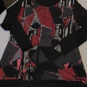 Creation Black and Purple/Red Long Sleeve Tunic Sz XL
